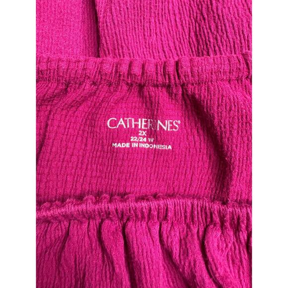 Catherines Top Womens 2X 22/24W Pink Textured Knit Round Neck 3/4 Sleeve Stretch - Picture 4 of 11